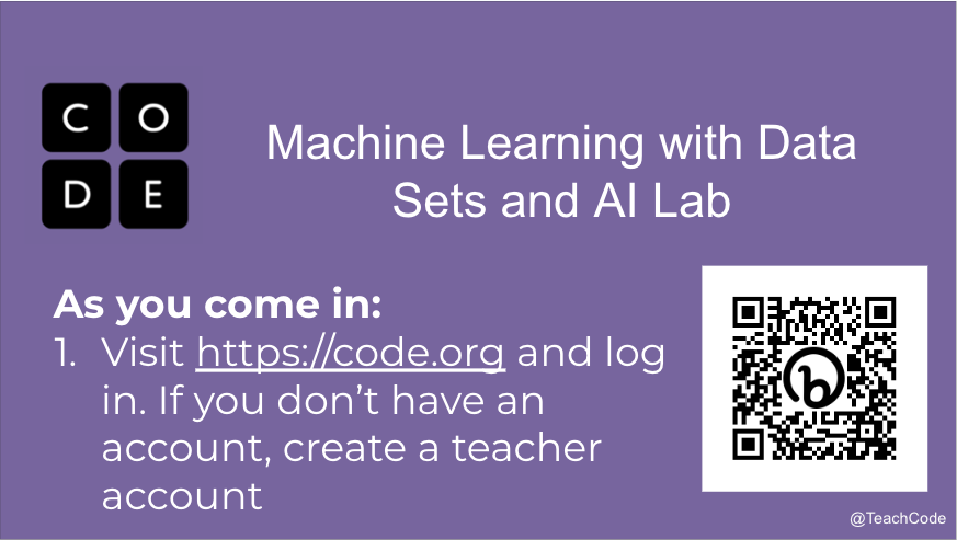 Machine learning with data sets and AI lab title slide