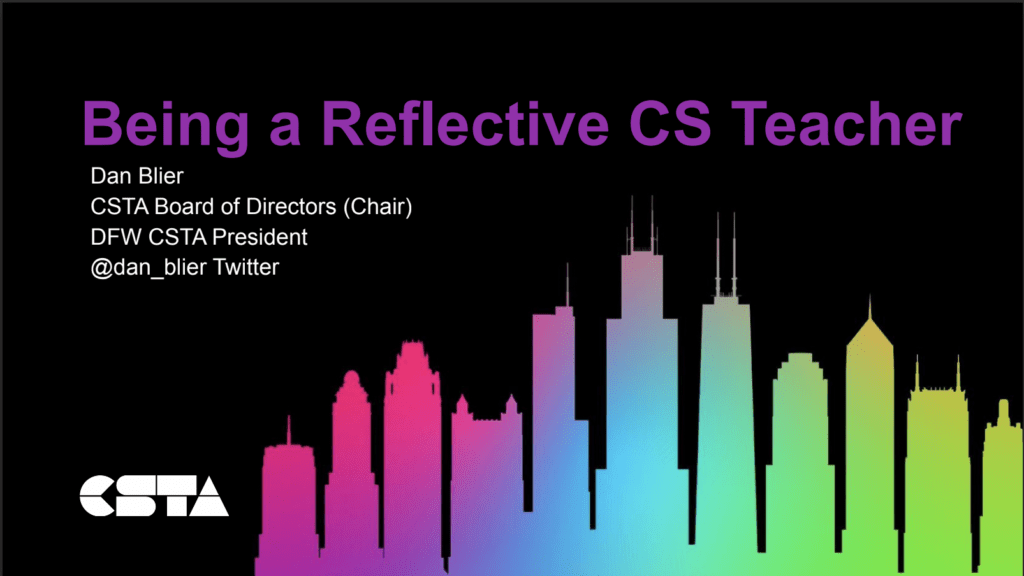 being a reflective CS Teacher title slide