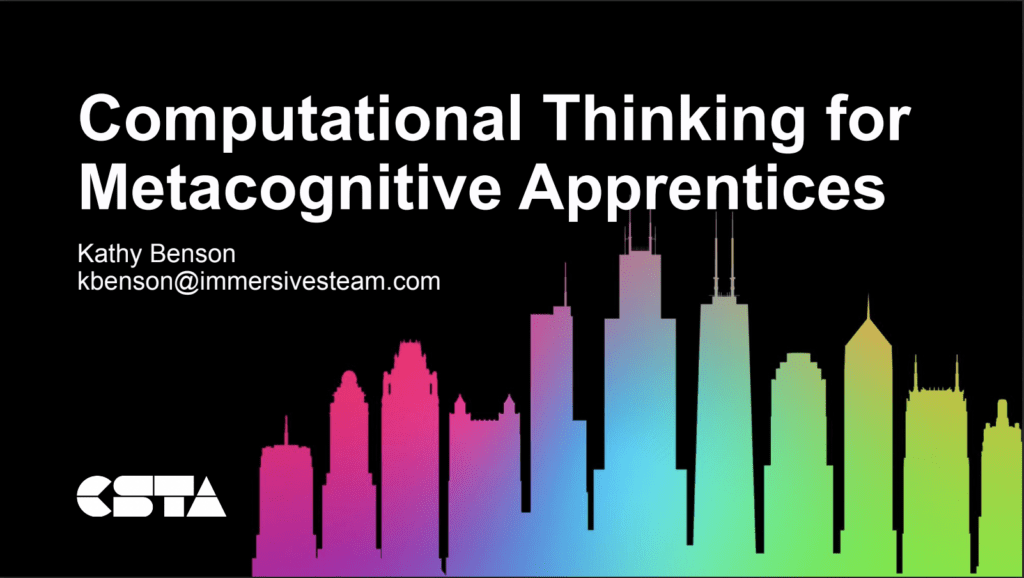 computational thinking for metacognitive apprentices title slide